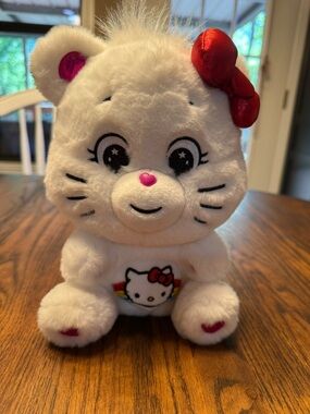 Care Bears x Hello Kitty White Plush with Black Logo Tag